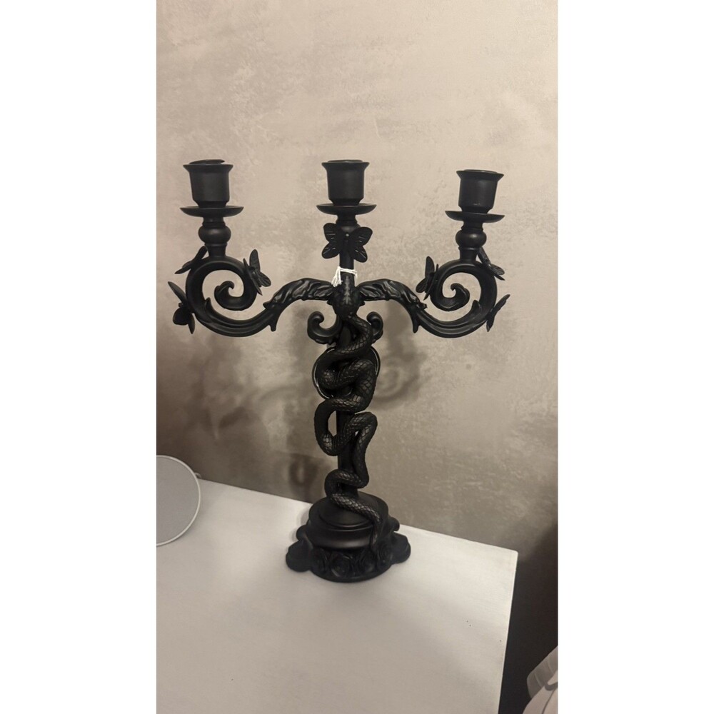 Martha Stewart Halloween Black Candelabra Candle Holder  Snake & Butterfly 2026